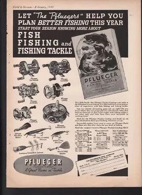 1940 Pflueger Fish Tackle Akron Ohio Reel Lure Spinner Spoon Fly Sport Ad21931 • $37.01