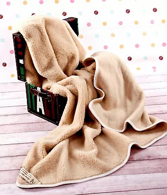 Merino Wool BLANKET / THROW  BED THROW ALL SIZES All Season BEIGE • £78