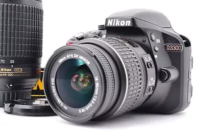 Top Mint Nikon D3300 Digital Camera Body 18-55mm VR II 55-200mm Lens Shots397 • $665.30