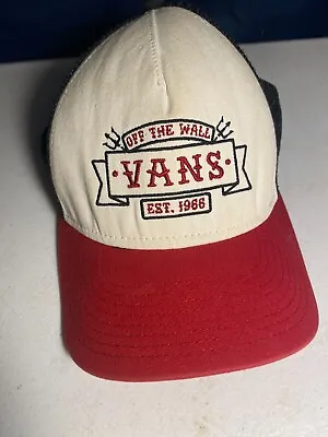 Vans Off The Wall Trucker Hat Snapback Adjustable Black Red Mesh Cap • $11.95