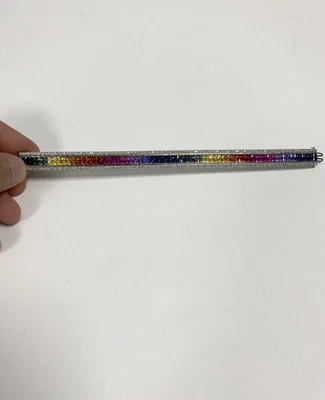 £1750 • Buy 18ct White Gold Multi Colour 14.00ct Sapphires & 1.50ct Diamond Tennis Bracelet