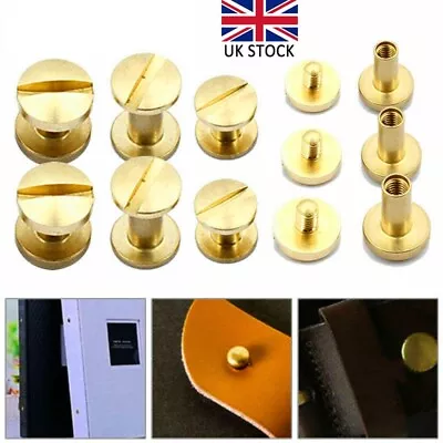 £5.84 • Buy 10Pc Belt Screw Brass Button Head Round Rivets Nail Wallet 4/6/8mm Leather Craft