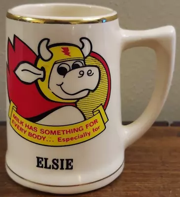 Vintage Bordens Elsie Cow Coffee Mug Cup Gold Trim • $14.99