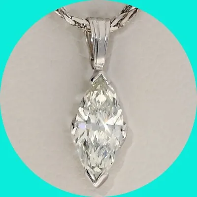 .82CT  Diamond Marquise Solitaire Pendant Necklace 14K WG 16” Chain • $1785