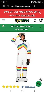 Tipsy Elves Ski Suit Mens Large SUNRISE SHREDDER Retro Snow Suit Rainbow NWT • $96