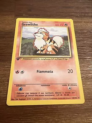 Pokemon Card Base Set Italian Growlithe 28/102. Vintage First Edition • $5