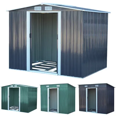 6x8 10x8 12x10ft Metal Garden Shed Outdoor Tools Storage Sheds With Free Base • £185.95