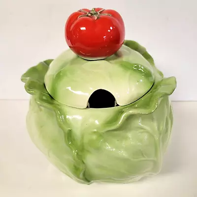 Vintage METLOX Cabbage Head Soup Tureen With Tomato Lid Poppytrail Pottery • $85