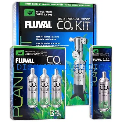 FLUVAL PRESSURISED CO2 SYSTEM KIT 95g SPARES CARTRIDGES BUBBLE COUNT SOLUTIONS • £4.40