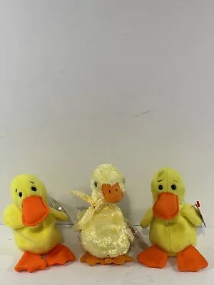 TY Beanie Baby Duck Lot Of 3- Quackers & Duck-e 1993 2002 With Tags • $9.99