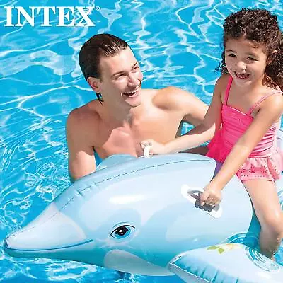 Intex Giant Inflatable Dolphin Ride On Beach Toy Swimming Pool Float Aid Lilo • £11.79