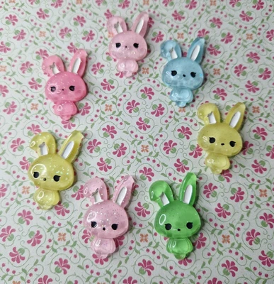 £4.80 • Buy 7 Large Bunny🐇 Rabbit 🐇Multicoloured Flatback Easter Cabochon Decoden