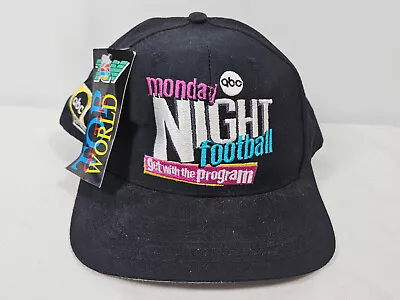 Vintage ABC Monday Night Football Black Hat Cap Snapback Top Of The World TAG • $29.95