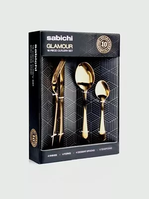 Sabichi Stainless Steel Cutlery Set 16 Piece Gold Colour (105048) • £23.12