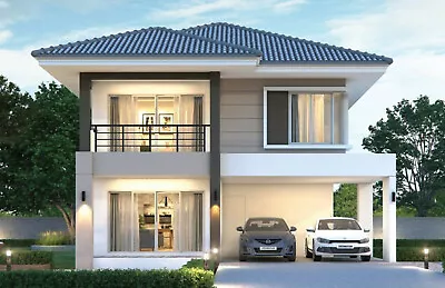 Modern House Home Building Plan 4 BedRoom 3 BathRoom With Garage & Free CAD File • $29.99