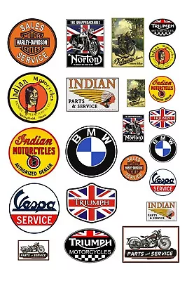 1:87 HO Scale Model Vintage Motorcycle Company Posters Signs • $10.99