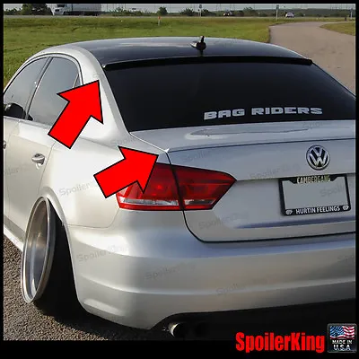 SpoilerKing Fit Passat B7 2012-19 Rear Roof Spoiler & Trunk Wing Combo 818R/555L • $119.25