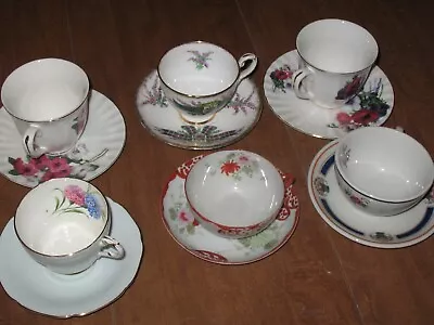 LOT OF 6 VINTAGE TEA CUPS & SAUCERS ~Each Different Matching Cup And Saucer ~ex+ • $50