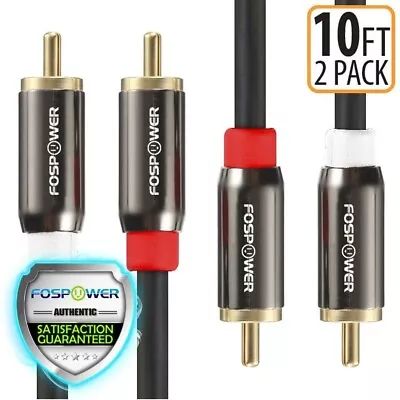FosPower 2x 10FT Dual Layer 2 RCA To RCA L/R Male Stereo Audio Cable Cord Plug • $17.99