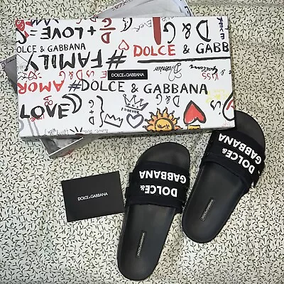 NEW DOLCE & GABBANA  Rubber Beachwear Slides Neoprene Adjustable (SIZE 10 US) 40 • $175