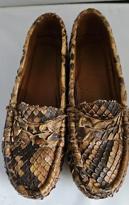 Vintage Python Snake Skin Driving Moccasin Slip On Loafer Shoes~7.5 B~Women's • $17.99