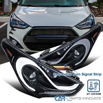 Smoke Fits 2012-2017 Hyundai Veloster Projector Headlights LED Sequential Signal • $357.95