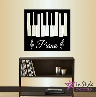 Vinyl Decal Piano Keys Treble Clef Music Musician Pianist Wall Art Sticker 1447 • £26.99