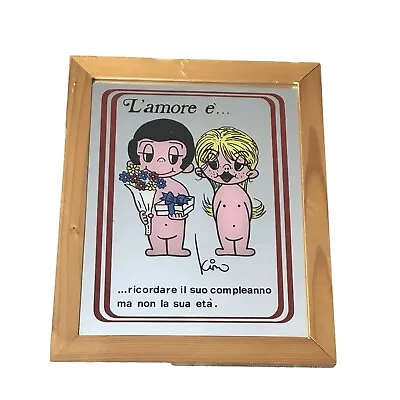 VTG Cartoon Love Is Mirror Art Kim Casali 70s Naked Boy & Girl Flowers Valentine • £33.78