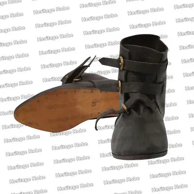 Men's Medieval Leather Shoe Middle Ages Ankle Boots With Buckles All Sizes! • $65