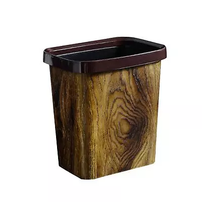 Trash Can Mimetic Wood Grain Retro Style Wastebasket Garbage Bin For Kitchen • $30.11