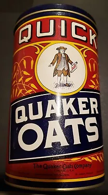 Vintage 1990 Quaker Quick Oats Company Tin Container Chicago U.S.A. - Free Ship! • $24.35