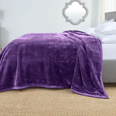 Clara Clark Ultra Plush Heavy Thick Raschel Imitation Mink Bed Blanket Eggplant • $32.18