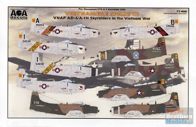 AOA72008 1:72 AOA Decals - VNAF AD-6 / A-1H Skyraiders In The Vietnam War • $22.59