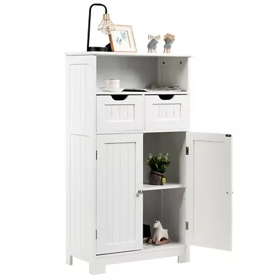 Bathroom Floor Cabinet Toilet Storage Cupboard Wooden Laundry Organizer • $116.95