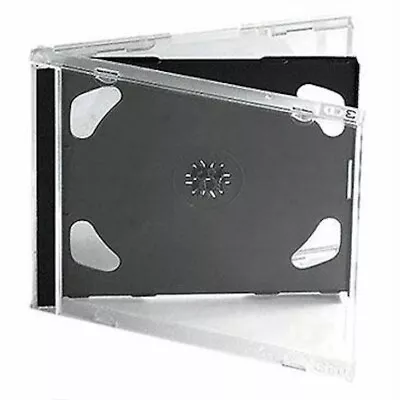 6  Count Standard 10.4mm Double Clear CD DVD Jewel Cases Black Tray Hold 2 Discs • $10