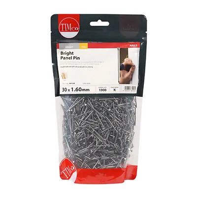 30x1.6mm PANEL PINS NAILS TACKS HARDBOARD NAILS PIN BRIGHT STEEL • £2.55