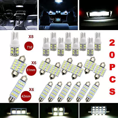 20pcs Car Interior White Combo LED Map Dome Door Trunk License Plate Light Bulbs • $5.15