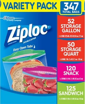 Ziploc Freezer Food Bags Variety Pack 347 Bags Zip Seal • £32.98