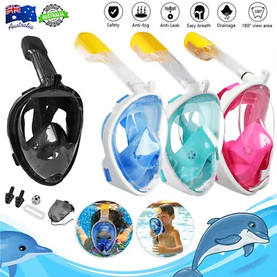 $9.98 • Buy Adult Kids Full Face Snorkel Masks Diving Goggle Snorkeling Set For GoPro Swim