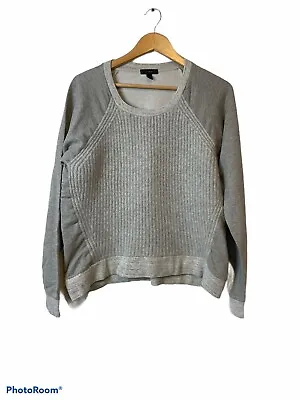 J Crew Size Large Gray Wool Sweater Front Sweatshirt Cotton B2478 • $18.23