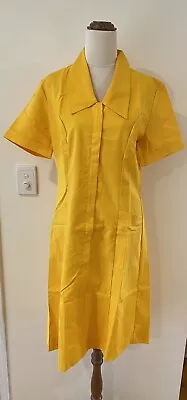 Vintage Healthcare Uniform Nurse Carer Dentist Zip Up Yellow Dress Size 12 • $30