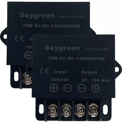 2x DC 12/24V To 5V 15A DC Buck Converter 75W Step Down Voltage Regulator Reducer • $24.99