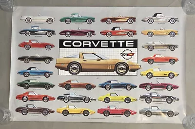 Vintage Poster: 1953 To 1982 Corvette (38x24 Inches) SHB • $24.23