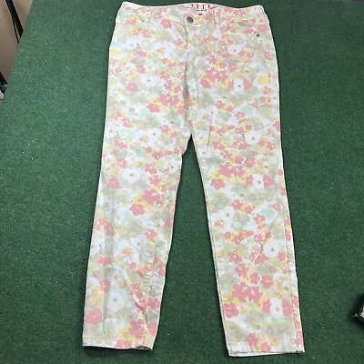 Elle Jeans Womens Size 14 Flower Pants Pockets Straight Casual 33x29 Ladies • $6.80