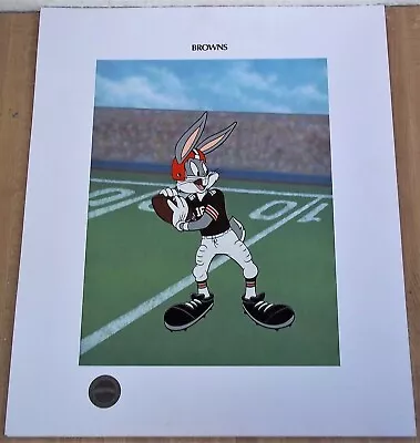 Vintage NFL Poster Cleveland Browns Bugs Bunny Lithograph Looney Tunes McKimson • $85