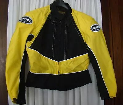 Vintage Vanson Leathers Perforated Yellow/Black Motorcycle Jacket Size 12 • $180