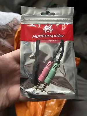 £0.99 • Buy Headset Splitter Cable For PC 3.5mm Jack Headphone Convertors Hunter Spider