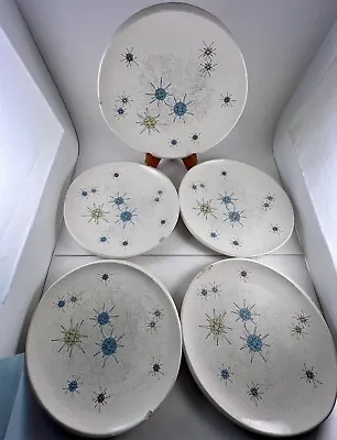 5 Franciscan Atomic Starburst CHIPPED Plates 10.75” For Art Crafts Mosaics • $43.95