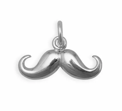 Polished Mustache Charm 925 Sterling Silver Mens Floating Pendant Unique Jewelry • $30.40