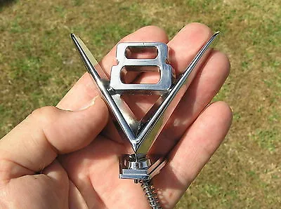 V8 HOOD ORNAMENT METAL BADGE Chrome Emblem *NEW Suit CHEV Hotrod Ratrod Custom • $49.95